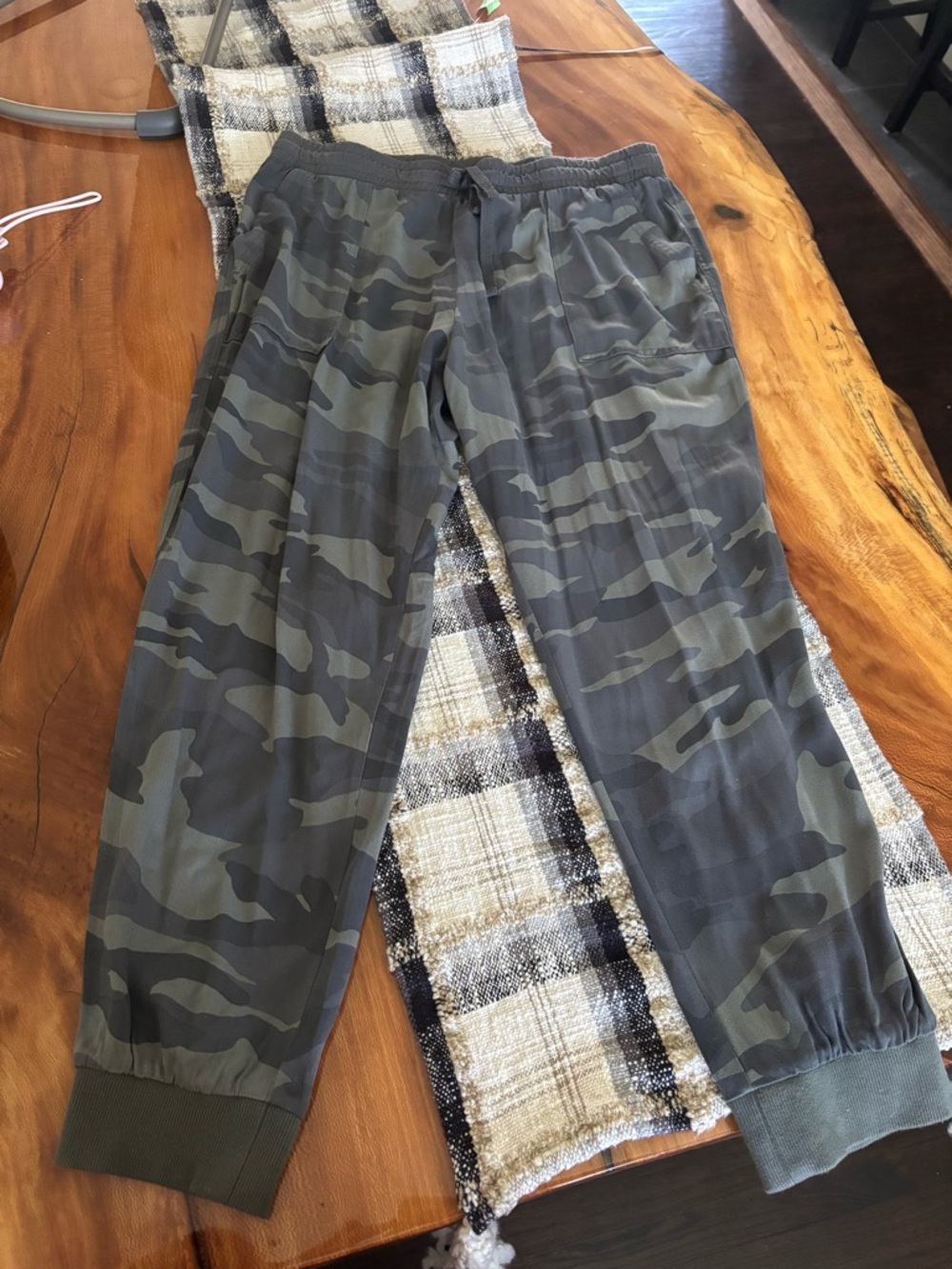 Splendid Women's Camo Track Joggers in Olive and Gray